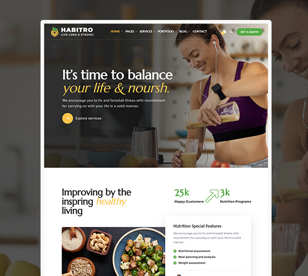 Nutrition Health and Diet WordPress Theme