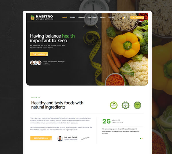 Nutrition Health and Diet WordPress Theme